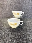 2~Vtg~Anchor Hocking~Fire King~Golden Wheat~Coffee/Teacups~Milk Glass