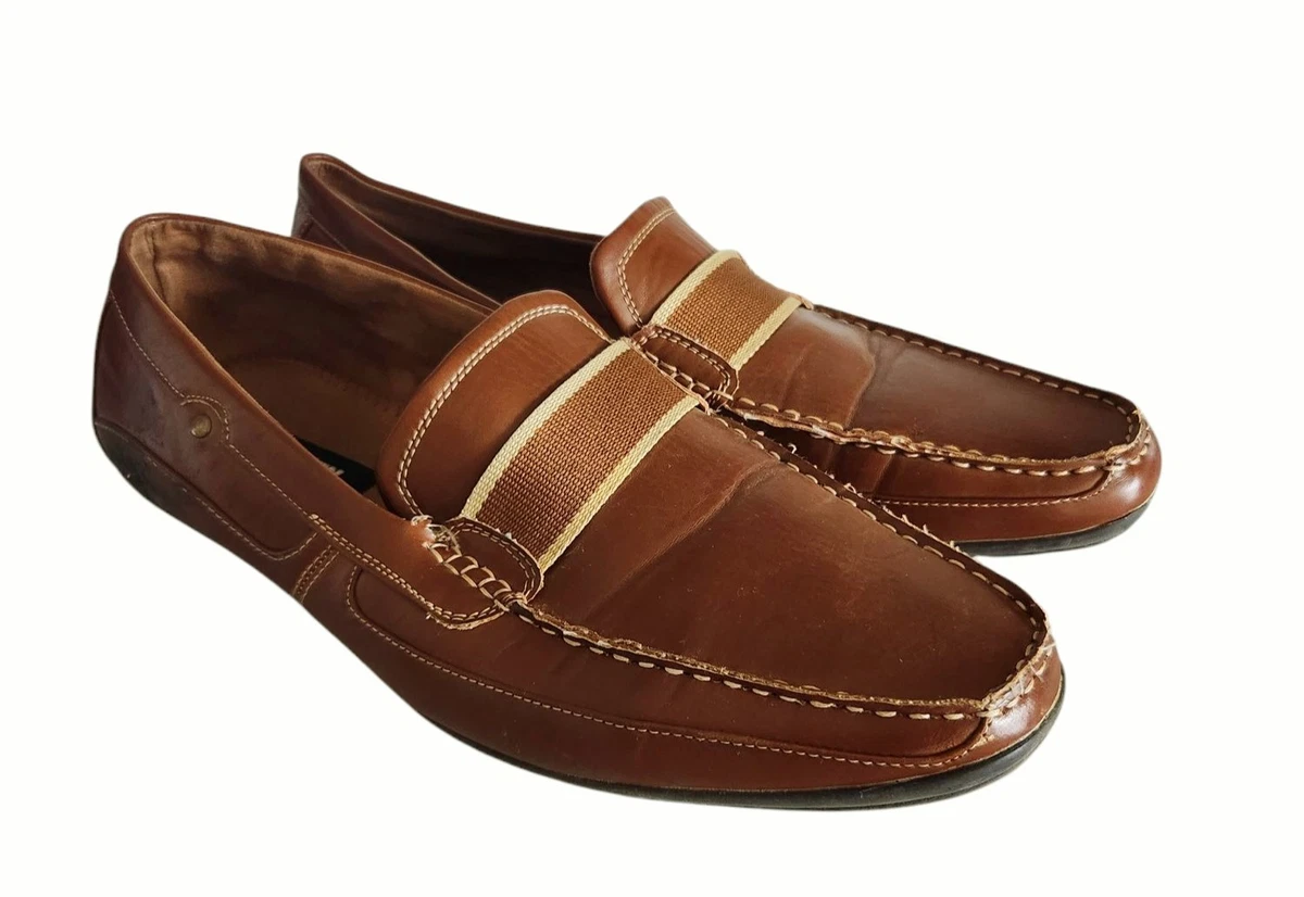 Steve Madden Mens P- Mook Brown Squar Toes Loafer Shoes Size 10 NAPOLI Brown Leather Slip-On Woven Men main image 2
