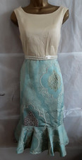 Sale! ARIELLA Chiara  Ivory Blue Brocade Beaded Pencil Dress SIZE 6