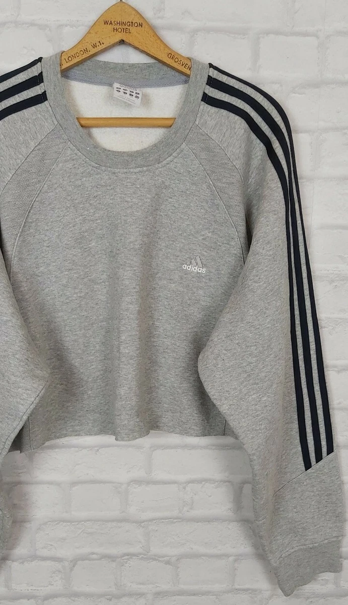 VINTAGE 90s RETRO CUSTOM REWORKED ADIDAS SPORTS CROPPED SWEATSHIRT JUMPER BOLD