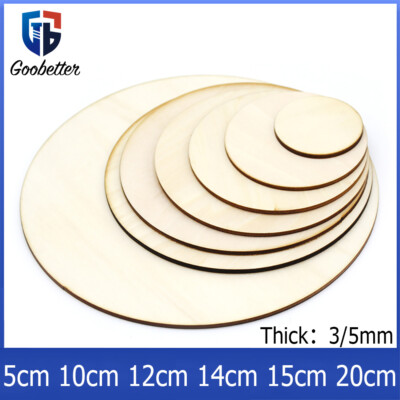 8-20CM Circle Wood Sheets Round Disc DIY Craft Blanks Wooden Plate ...