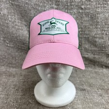JOHN DEERE Cap Pink Green Mesh Green Logo Adjustable Closure Moline ILL.