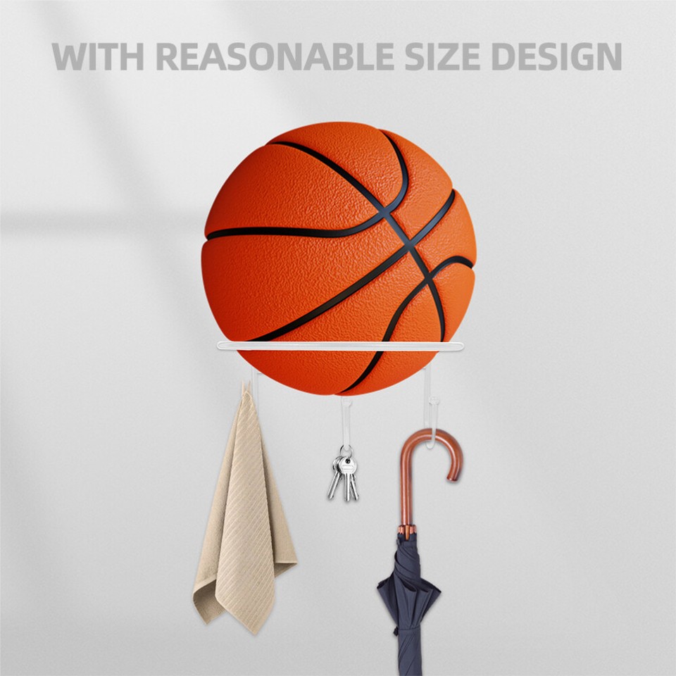 2pcs Wall Mount Basketball Holder Sports Balls Display Rack Football