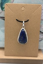 1.5  Lapis Lazuli Gemstone Pendant  Bail 925 Silver Plated Handmade 3136