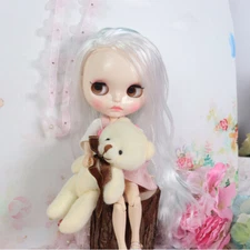 12"Blythe doll Nude 1/6 BJD Blue & white mixed partial hair dudu lips Joint body