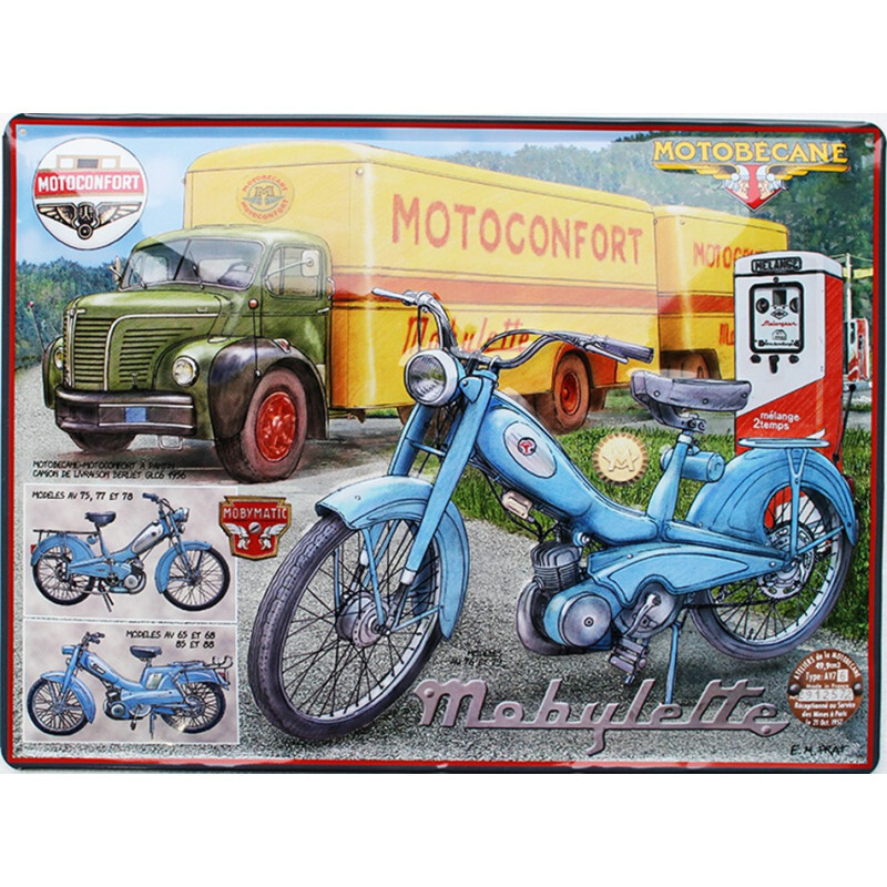 Plaque métal publicitaire Motobécane la bleue vintage 30x40cm bombée en relief pour garage