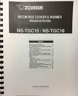 OWNER'S MANUAL for Zojirushi Micom Rice Cooker & Warmer NS-TGC10 & NS