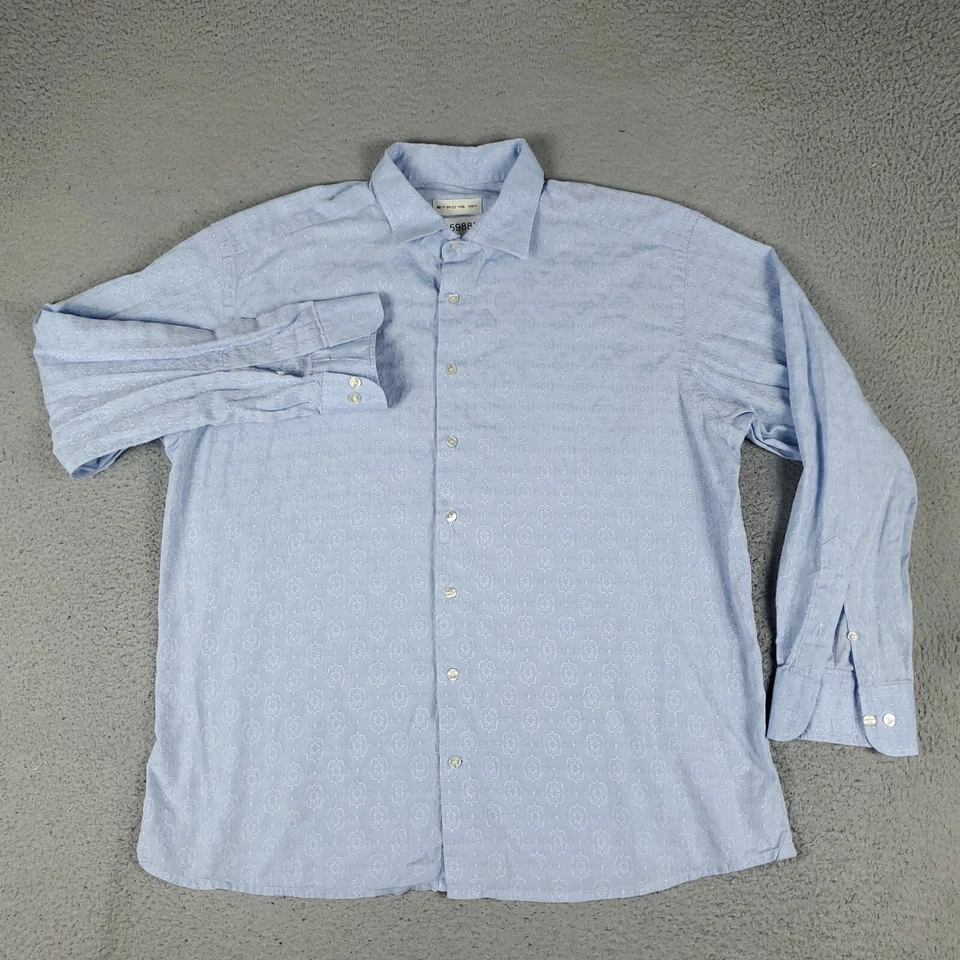 Camisa ETRO Para Hombre Talla 45 Azul Geométrica Hecha en Italia Manga Larga Abotonada * Foto 2 de 4