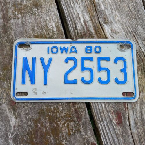 1980 Iowa MOTORRAD Nummernschild - "NY 2553" IOWA 80 - Bild 1 von 2
