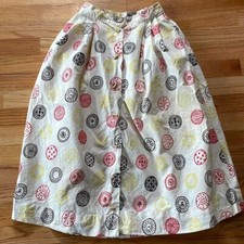 Vintage Linen Print Skirt-some flaws