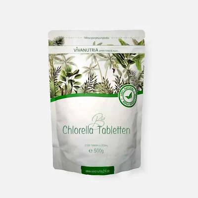 VIVANUTRIA Bio Chlorella Tabletten | Rohkost-Qualität | Bio-Algen | Zellwand aufgespalten