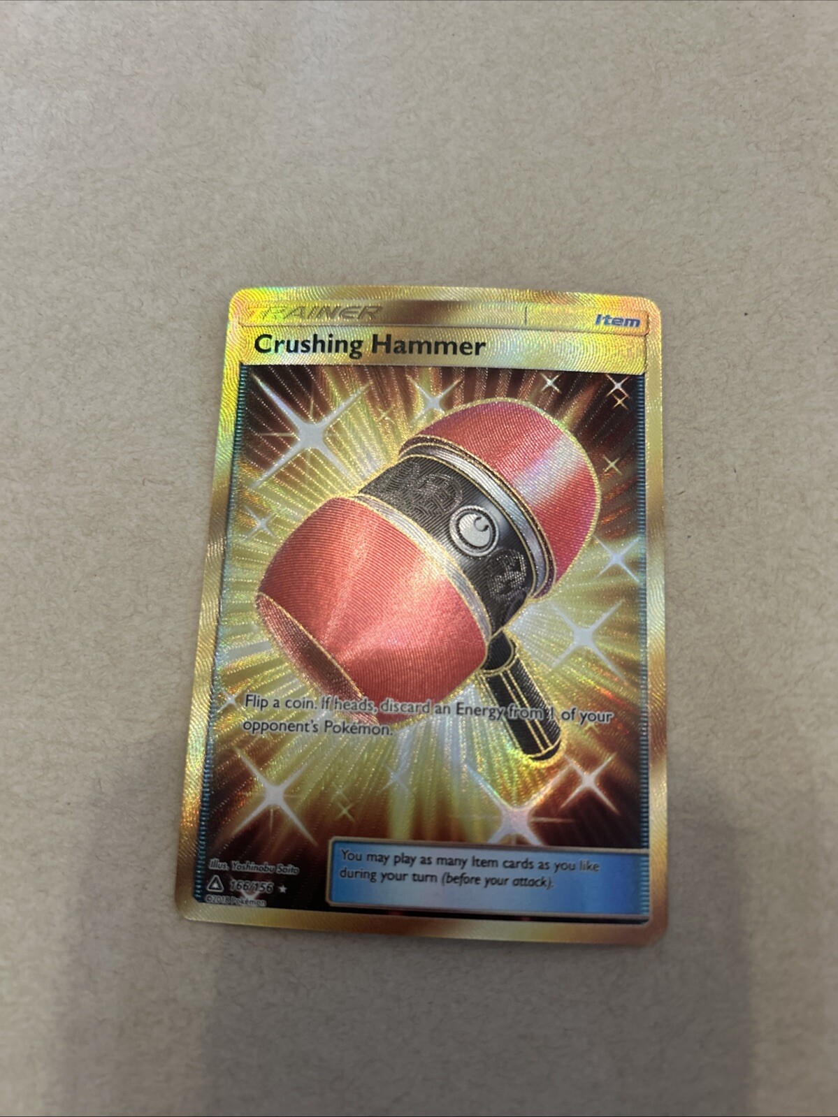 Crushing Hammer - 166/156 - Pokemon Ultra Prism Sun & Moon Secret Rare Card NM
