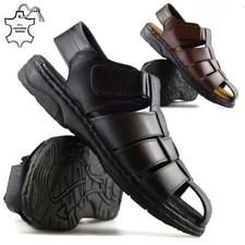 MENS LEATHER SANDALS TWIN WALKING SUMMER HOLIDAY BEACH MULES SHOES SIZE UK 6-12
