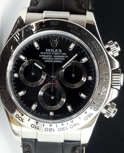 ROLEX-Mens-18kt-White-Gold-Daytona-on-Strap-Black-Index-116519-SANT-BLANC