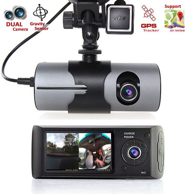 HD Car DVR Dual Camera Lens Dash Cam GPS Logger G-Sensor Time Stamp Google Map