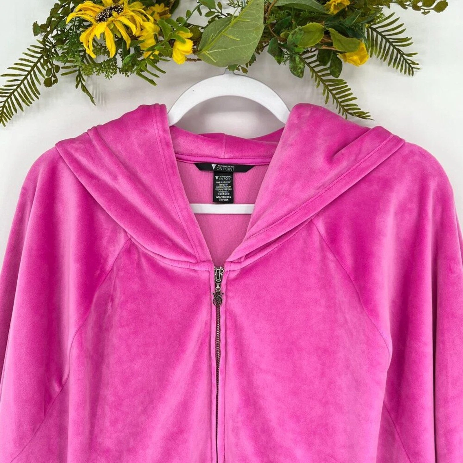 UNDERCOVER Felpa con cappuccio e zip Victoria's Secret On Point rosa in velluto taglia XXL