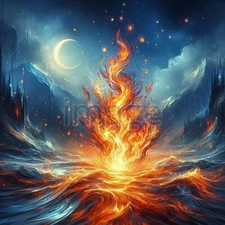 Fire and Water Art Digital Image Picture Card Wallpaper Background Desktop Print