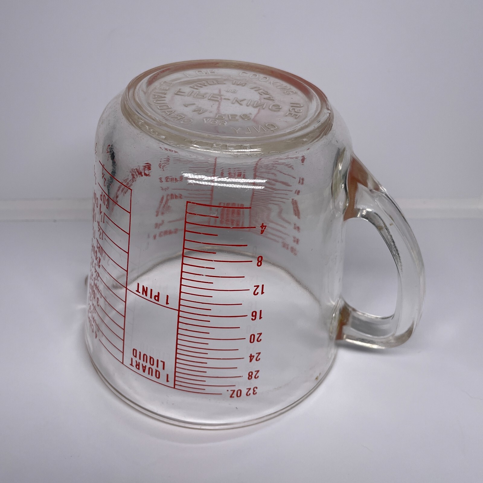 Vintage Fire King Glass Measuring Cup 499 4 Cup 32 Oz Red Printing Made