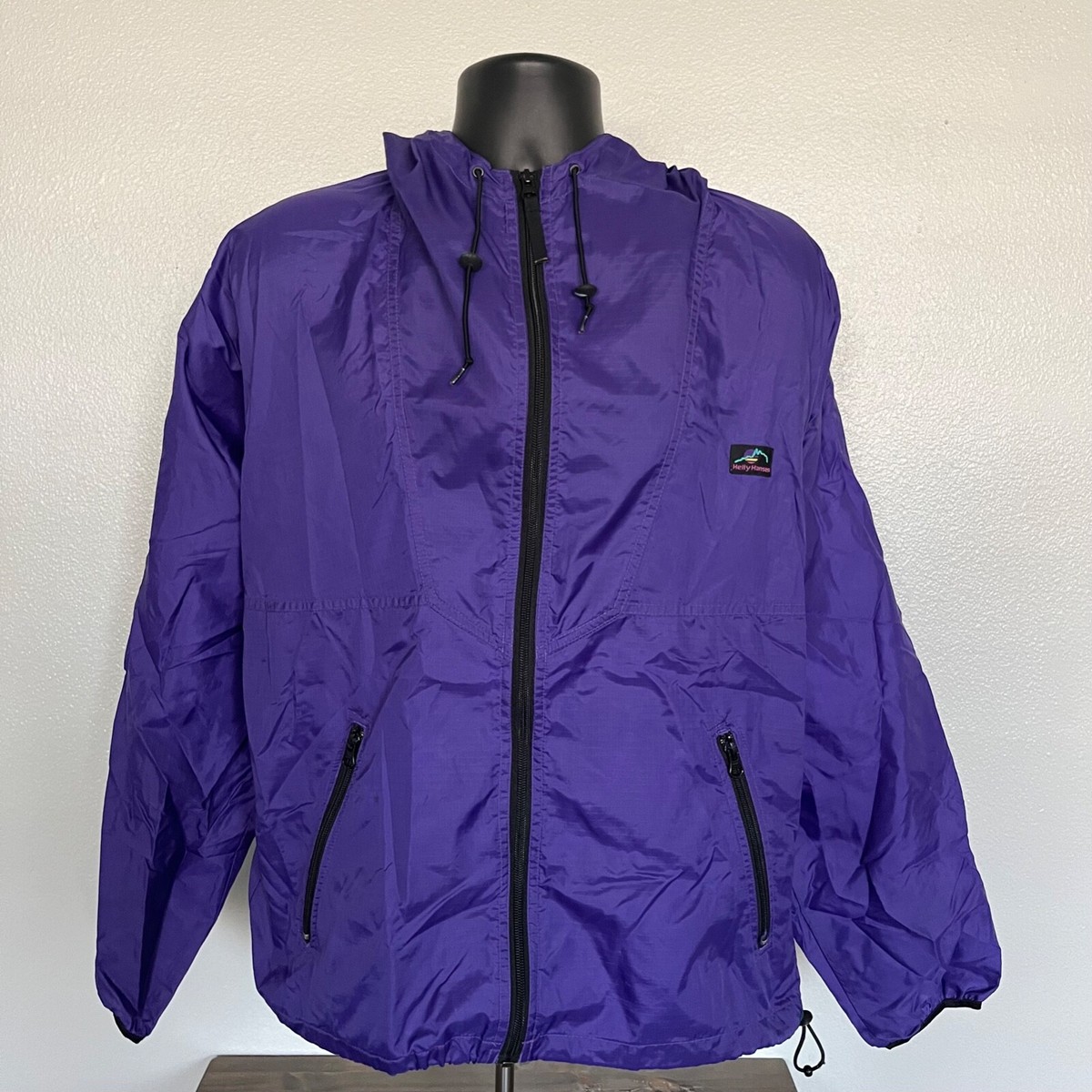 Vintage 90s Helly Hansen Jacket Mens Small Purple Hooded Zip Up 