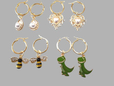 Gold-Plated, Tarnish-Free Stainless Steel Earrings on 20mm Hoops, U Choose Style