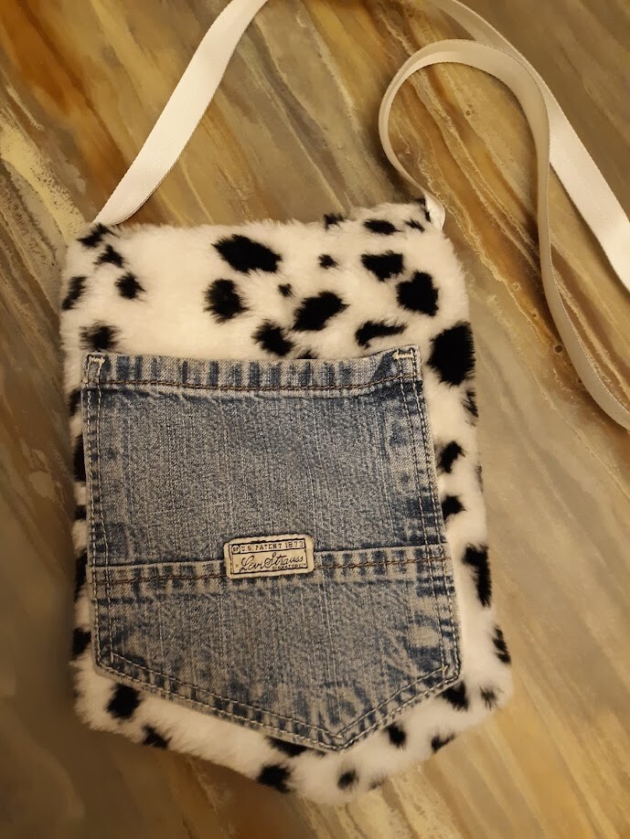 New Funky Western Cow Print Furry Crossbody Shoulder Purse