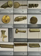 Vtg Varsity Letter Jacket Metal Pins Bars Cheer Baseball Golf YOU CHOOSE