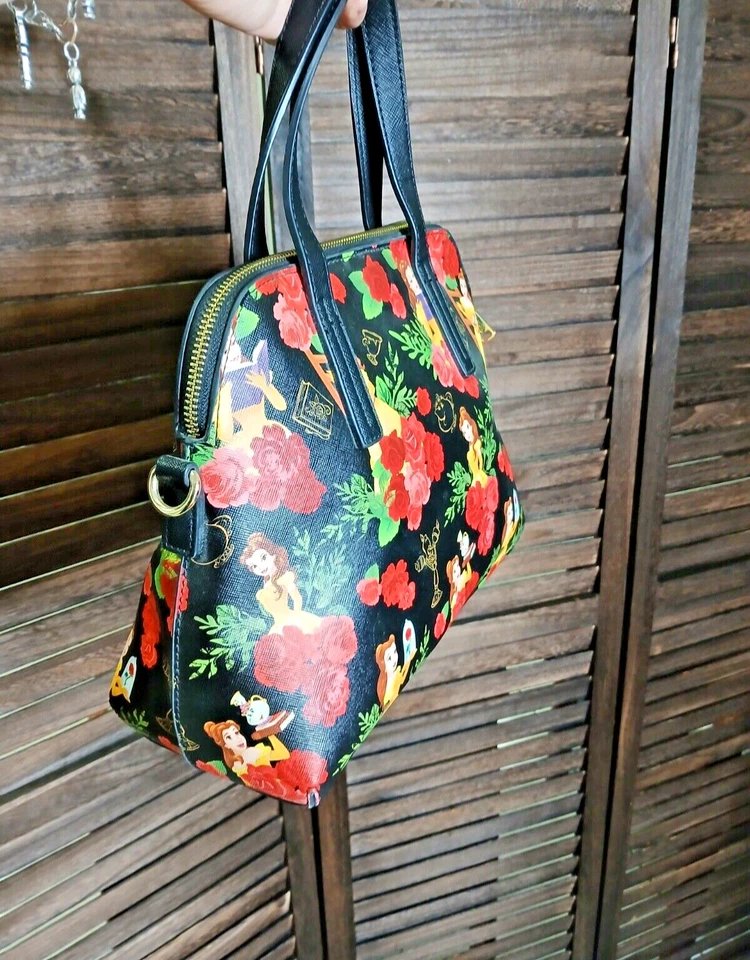 BOLSO DISNEY Loungefly RARO Disney 🏰 Cartera Bella Bestia 🌹Rosas Rojas Foto 2 de 4