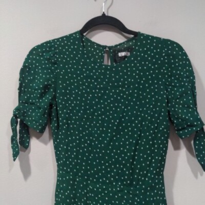 Reformation Womens Polka Dot Mini Dress Size 4 Green Tie Sleeve Viscose Keyhole | eBay Reformation Womens Polka Dot Mini Dress Size 4 Green Tie Sleeve Viscose Keyhole | eBay
