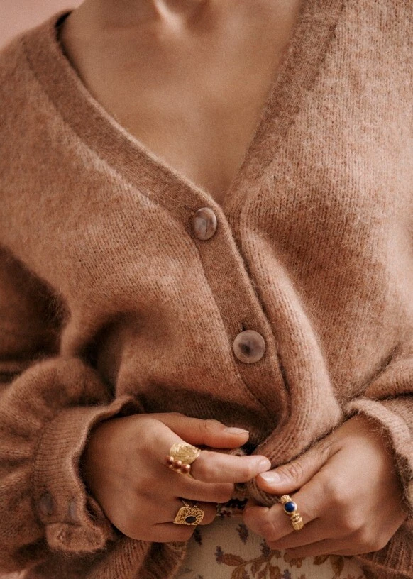 SEZANE MIA CARDIGAN CAMEL SIZE MEDIUM
