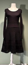 Simply Vera Black Knit Fit & Flare Long Sleeve Dress Size XS