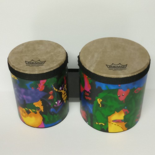 Remo Kids Percussion Bongo Drums Rainforest Animals 5" and 6" Drum Heads
