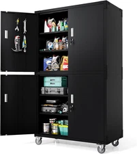 VINGLI Large Garage Storage Cabinet with 4 Doors, Upgraded Height & Wide & Deep,