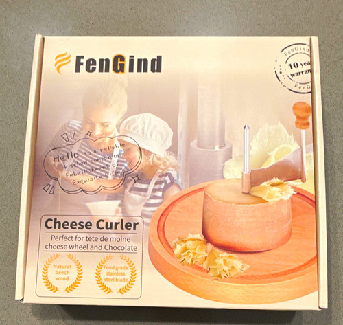 FenGind Manual Cheese Curler w/ Wood Base & Stainless Steel Blade