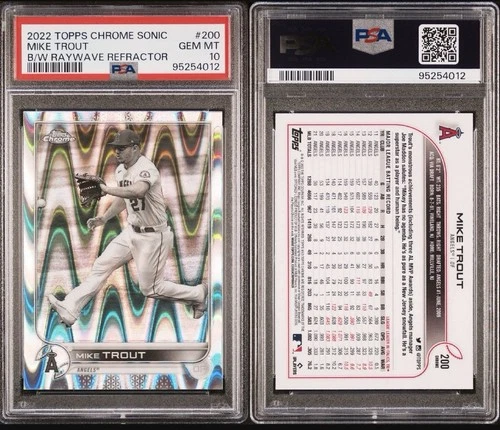 2022 Topps Chrome Sonic Mike Trout #200 Black White Raywave Refractor PSA 10
