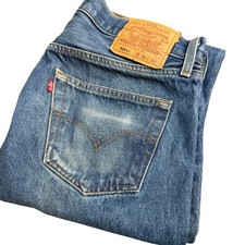 Levis 501xx Mens Blue Straight Leg Button Fly Jeans W34 L40 33x36 Vintage 90s