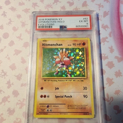 2016 POKEMON XY EVOLUTIONS #62 HITMONCHAN-HOLO Bleed Error PSA 6
