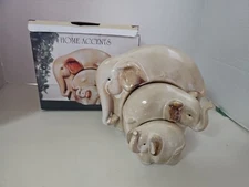 Home Accents. Nesting Animal Ceramic ELEPHANTS, Family 3 PIECE Home Decor 
