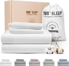 TWK 100 Egyptian Cotton 1200 Thread Count Bedding Sheet Set, Substantial Thickn