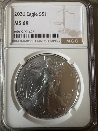 2026 $1 1-oz American Silver Eagle NGC MS69 Brown Label