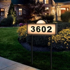 Solar Address Signs for Yard, Solar Powered Address Sign with Warm White & Co...