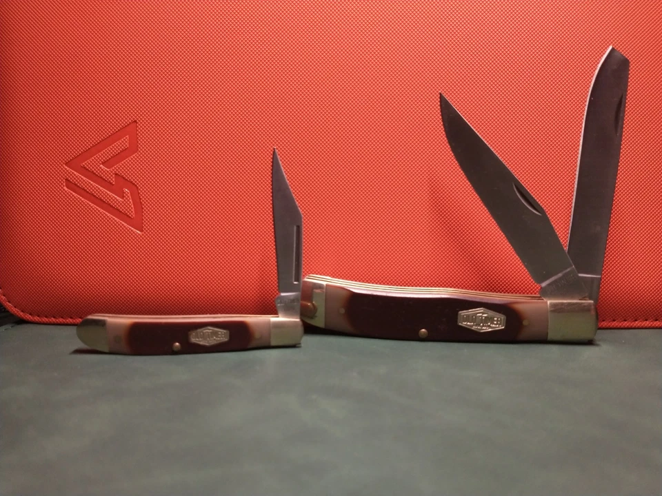 Par de 2 cuchillos Schrade Old Timer Trapper, modelos 340T 1040T, hechos en EE. UU. Foto 2 de 4