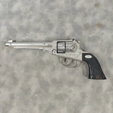 1950s-60s Vintage 11" Metal Revolver Western Toy Cap Revolver Working