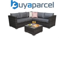 Signature Weave Georgia Wicker Compact Corner Sofa Seat Coffee Table Set Grey