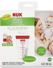 NUK Simply Natural Seal n' Go Breast Milk Bags 100 COUNTS