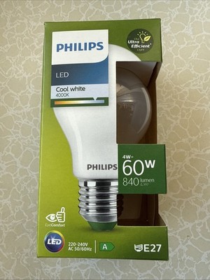 Philips A60 LED Filament Leuchtmittel 4W=60W E27 matt 840lm Neutralweiß Ø60mm