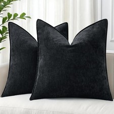 Christmas Couch Throw Pillow Covers 16x16 Set of 16" x 16" Pack of 2 Black