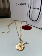 Gold Tone Necklace with Chanel Holiday Camellia Star Charm DIY Repurposed Charm