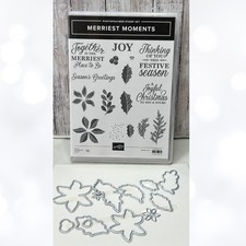 Stampin Up MERRIEST MOMENTS Christmas Rubber Stamps Dies AS IS