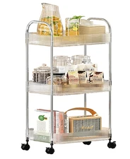 Clear 3-Tier Rolling Cart with Wheels – Acrylic Utility Trolley with Handle SALE