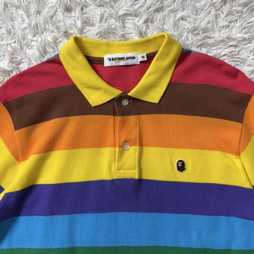 Basing Ape Polo Shirt Multicolor Border Chest Logo Deer Cub Fabric - Picture 2 of 14